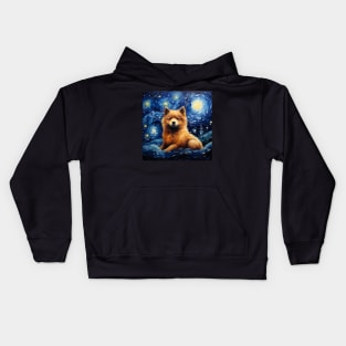 Finnish Spitz Painted by Vincent Van Gogh Kids Hoodie